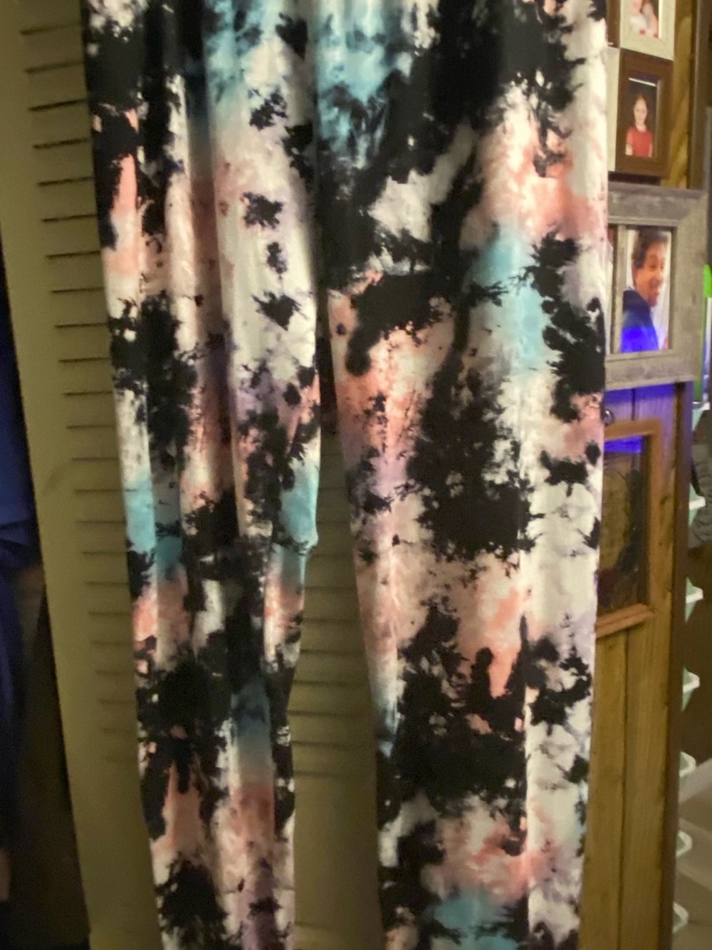 SHEIN Tie-Dye Leggings in Black, Pink & Blue